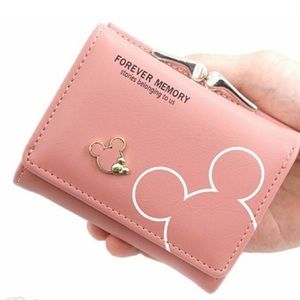 New Pink Mickey Designer Short Coin Wallet